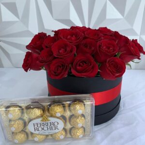 Caixa Box de Rosas importadas com Ferrero Rocher